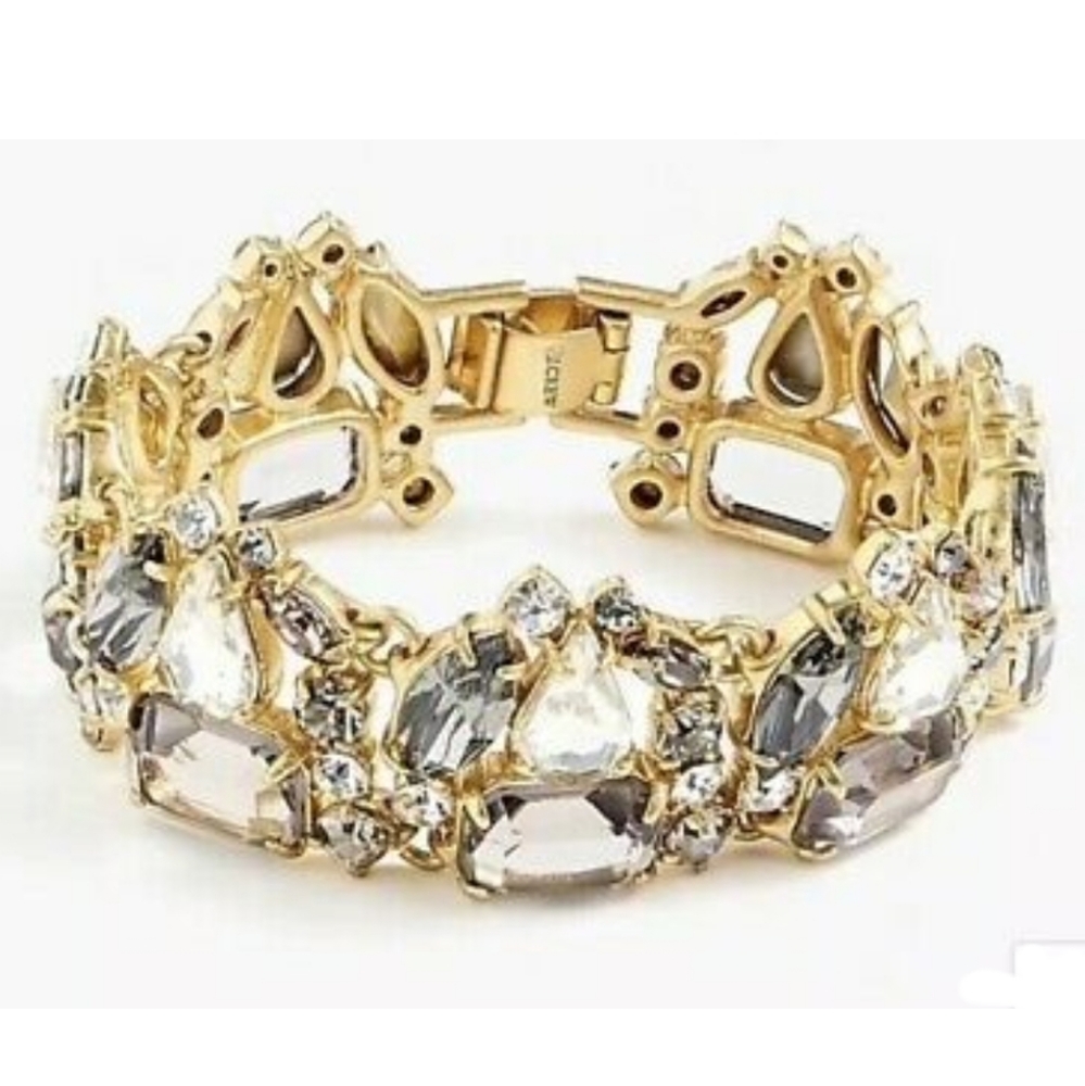 J. Crew Stunning Glass Bead Cluster Gold Bracelet NWT